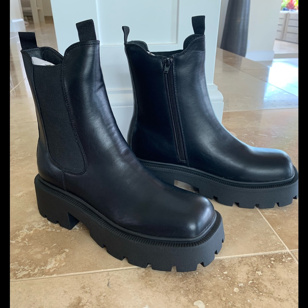 Brand new Black chunky sole ankle boots